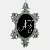 Fancy zwart-wit tin sneeuwvlok ornament (Links)