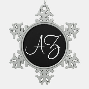 Fancy zwart-wit tin sneeuwvlok ornament