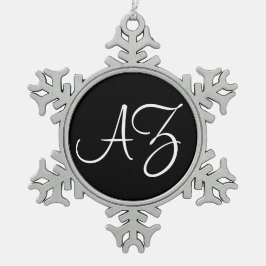 Fancy zwart-wit tin sneeuwvlok ornament (Voorkant)