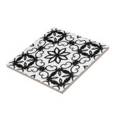 Fancy zwart-witte bloemcaleidoscoop tegeltje (Zijkant)