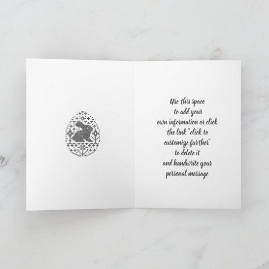 Fancy zwart-witte Kaart op Paasdag (Binnen)