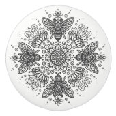 Fancy zwarte bijen keramische knop (Voorkant)