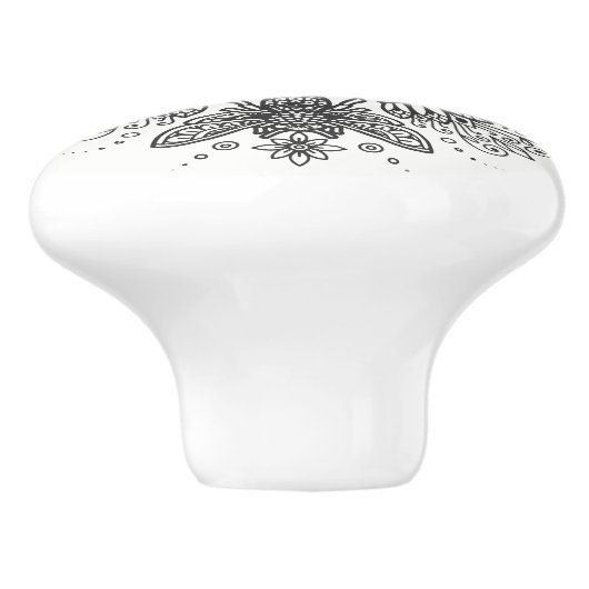 Fancy zwarte bijen keramische knop (Zijkant)