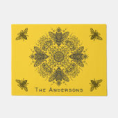 Fancy zwarte bijen Mandala Persoonlijke deurmat (Voorkant)