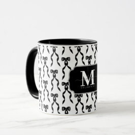 Fancy zwarte boog monogram mok
