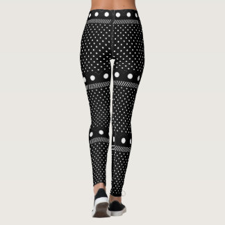 Fancy zwarte en witte rand Retro Polka Dot Leggings