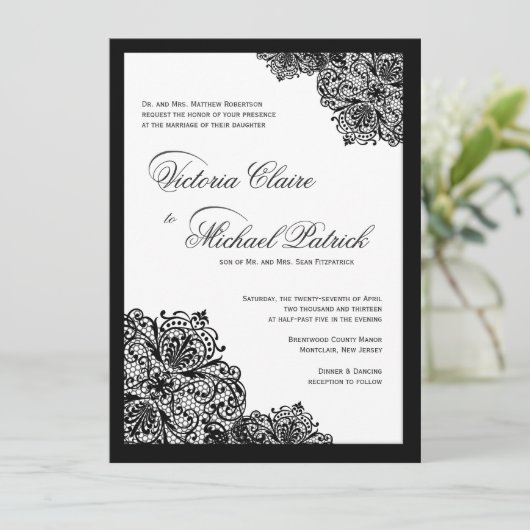 Fancy zwarte-gelaatsscriptweddenschappen kaart (Staand voorkant)