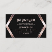 Fancy zwarte geometrisch met koel Roos Gold en Log Visitekaartje (Achterkant)