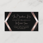 Fancy zwarte geometrisch met Roos Gold en monogram Visitekaartje (Achterkant)