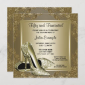 Fancy zwarte goudhielvrouwen - Birthday Party Kaart (Voorkant / Achterkant)