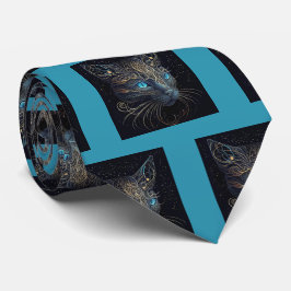 Fancy zwarte kat schilderij Stropdas