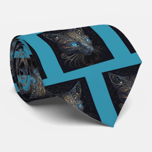 Fancy zwarte kat schilderij Stropdas