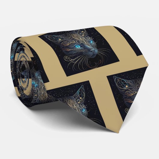 Fancy zwarte kat schilderij Stropdas (Opgerold)