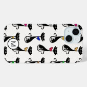 Fancy zwarte katten eigenzinnig patroonmonogram Case-Mate iPhone case (Achterkant (horizontaal))