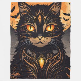 Fancy zwarte katten en vleermuizen Halloween Fleece Deken