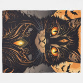 Fancy zwarte katten en vleermuizen Halloween Fleece Deken (Voorkant (Horizontaal))