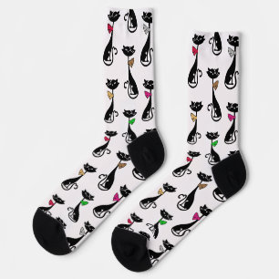 Fancy zwarte katten Quirky Pattern Sokken