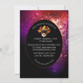 Fancy zwarte Paarse Gold Masquerade-uitnodiging Kaart (Achterkant)