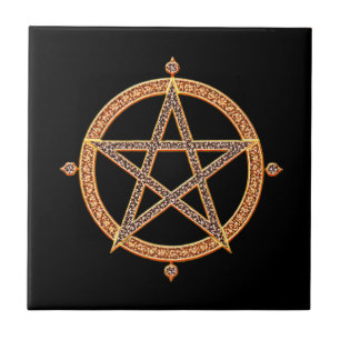 Fancy Zwarte Pentagram Decoratieve Tegel Tegeltje