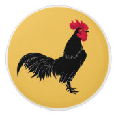 Fancy zwarte rooster keramische knop (Voorkant)