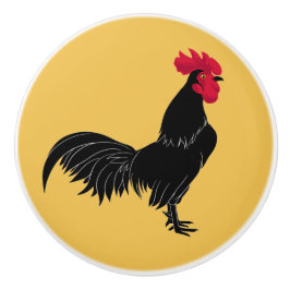 Fancy zwarte rooster keramische knop