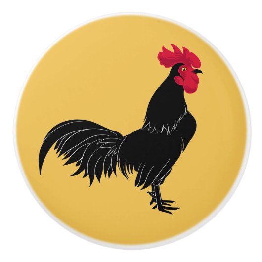 Fancy zwarte rooster keramische knop (Voorkant)