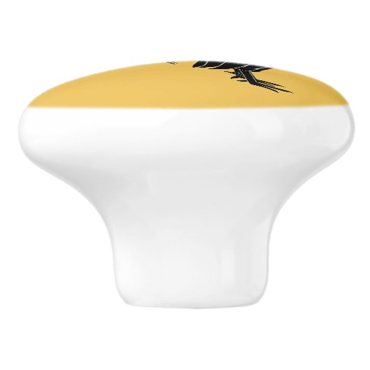 Fancy zwarte rooster keramische knop (Zijkant)