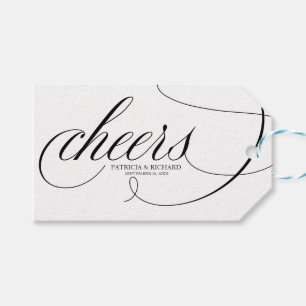 Fancy Zwarte Script Op Cheers Wijnfles Labels Cadeaulabel