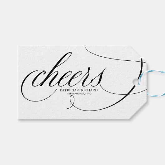 Fancy Zwarte Script Op Cheers Wijnfles Labels Cadeaulabel (Voorkant (Horizontaal))