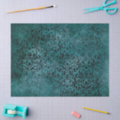 Fancy zwarte Scrollwork op groene ontkoppeling Tissuepapier (Craft)