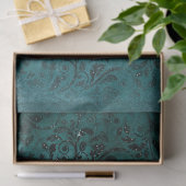 Fancy zwarte Scrollwork op groene ontkoppeling Tissuepapier (Geschenk)