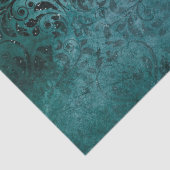 Fancy zwarte Scrollwork op groene ontkoppeling Tissuepapier (Detail)