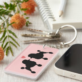 Fancy zwarte standaardwieg Silhouettes met hart Sleutelhanger (Voorkant Rechts)