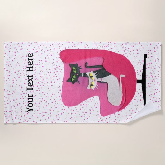 Fancy zwarte witte katten in Mid Century Chair Pin Strandlaken (Voorkant)