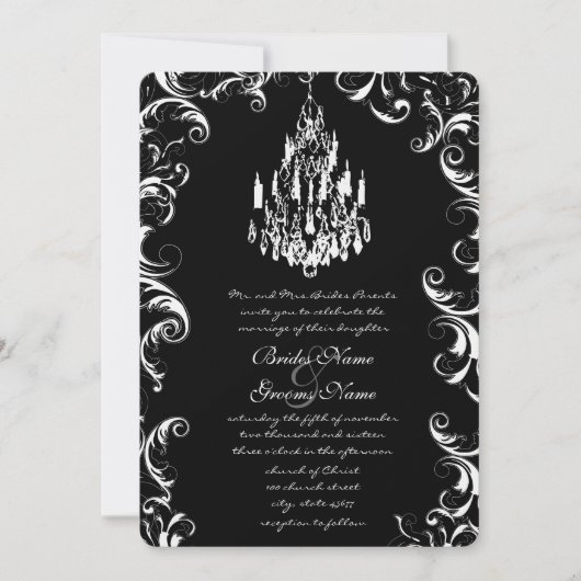 Fancy zwembril traar drop-handelier Wedding Invite Kaart (Voorkant)