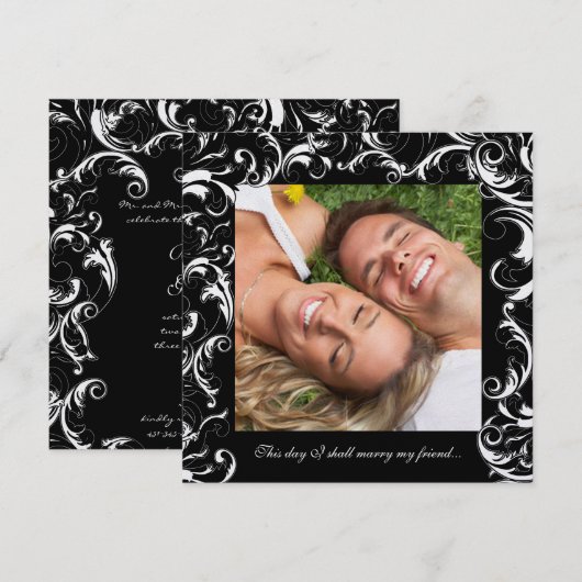 Fancy zwembroeken voor je fotohuwelijk kaart (Voorkant / Achterkant)