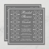 Fancy Zwemelen Lijst Bridal Shower Invitation Grey Kaart (Voorkant / Achterkant)