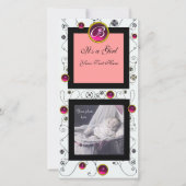 FANCY ZWEMMELEN BABY GIRL MONOGRAM, ruby white Aankondiging (Voorkant)