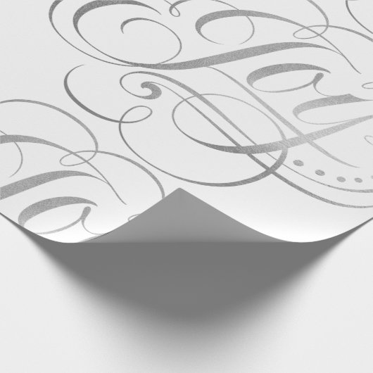 Fancy Zwirly Silver Foil kalligrafie - Faux Cadeaupapier (Hoek)
