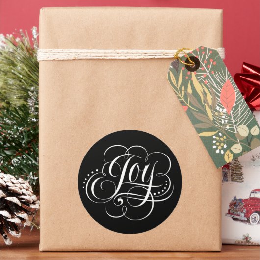 Fancy Zwiry kerstkalligrafie Ronde Sticker (Feestdagen)