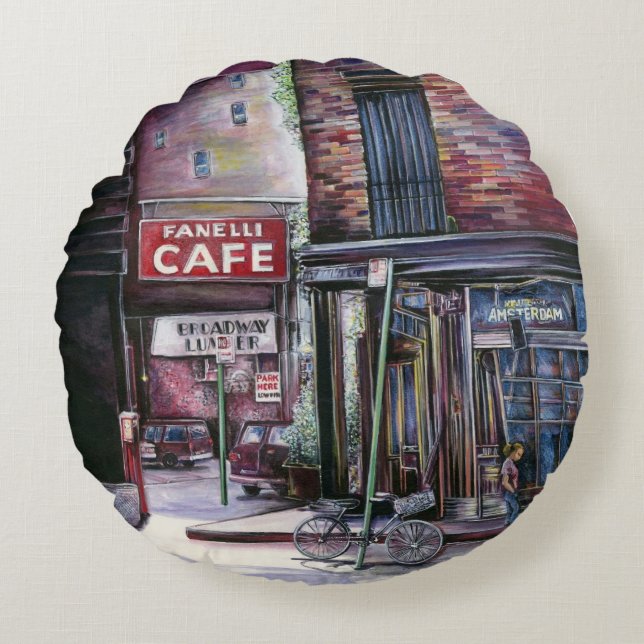 Fanelli's charme, New York City, Soho, New York Rond Kussen (Voorkant)