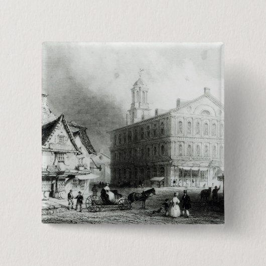Faneuiel Hall, Boston Vierkante Button 5,1 Cm (Voorkant)