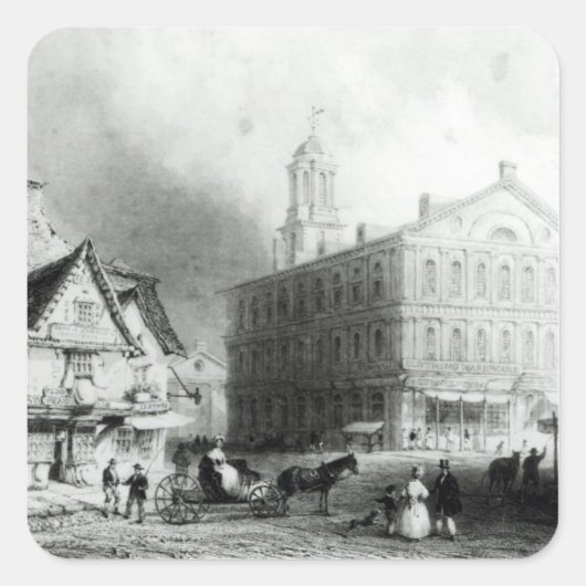 Faneuiel Hall, Boston Vierkante Sticker (Voorkant)