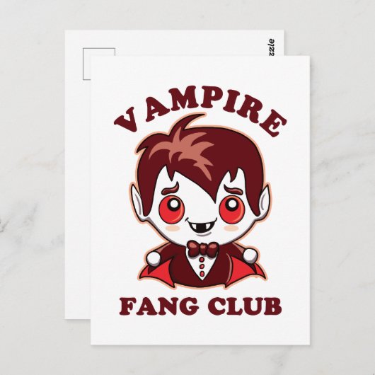 Fang Club | Funny Pun en Cute Vampire Briefkaart (Voorkant / Achterkant)