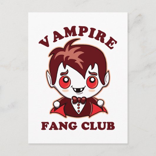 Fang Club | Funny Pun en Cute Vampire Briefkaart (Voorkant)