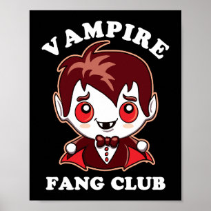 Fang Club Funny Pun en Cute Vampire Poster