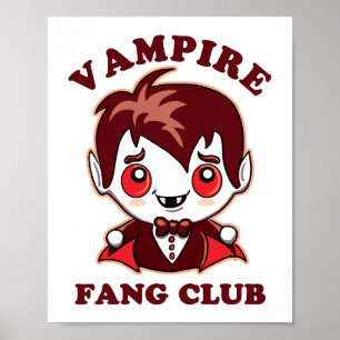 Fang Club Funny Pun en Cute Vampire Poster