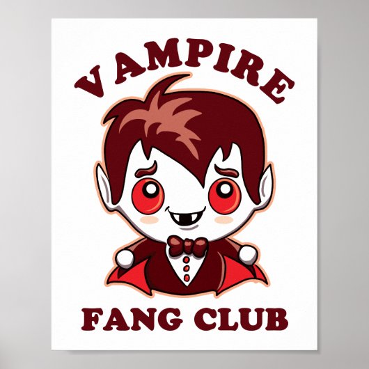 Fang Club | Funny Pun en Cute Vampire Poster (Voorkant)