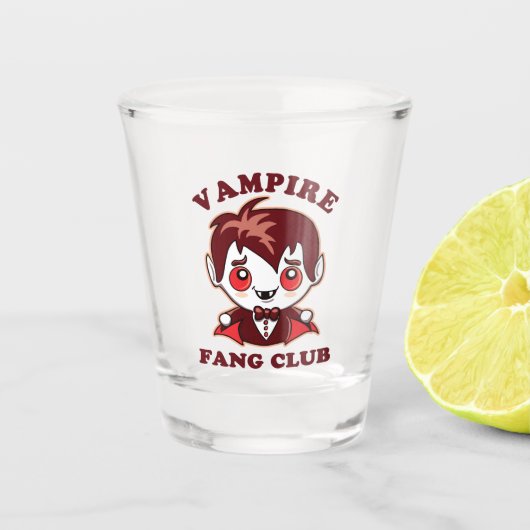 Fang Club | Funny Pun en Cute Vampire Shot Glas (Voorkant)