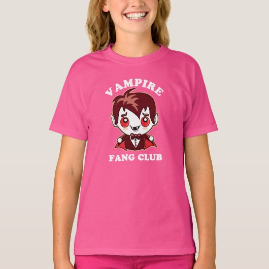 Fang Club | Funny Pun en Cute Vampire T-shirt (Voorkant)